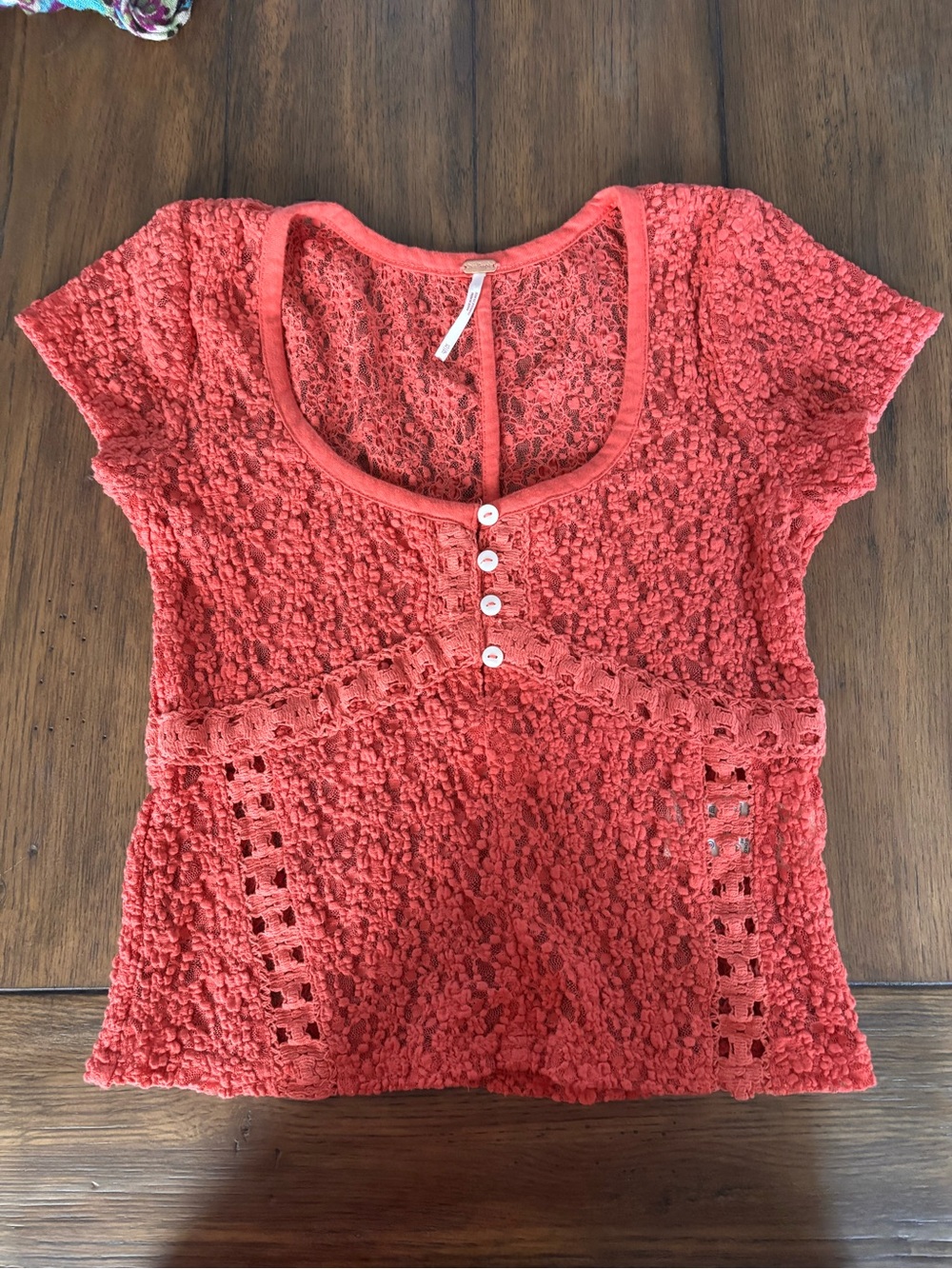 Free People Coral Short-Sleeve Scoop Neck Top
